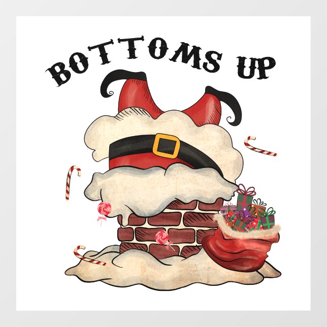 Adorables Christmas Bottoms Up Santa Window Cling (Sheet)