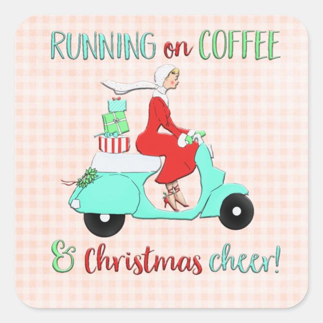 Adorables Christmas Coffee And Cheer     Square Sticker (Front)