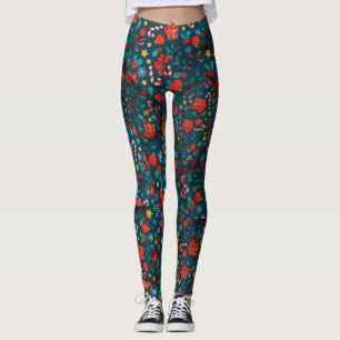 Adorables Christmas Poinsettias & Candy [3D] Yoga  Leggings