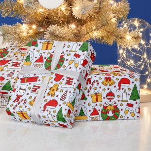 Adorables Christmas Santas And Gingerbread Men Wrapping Paper