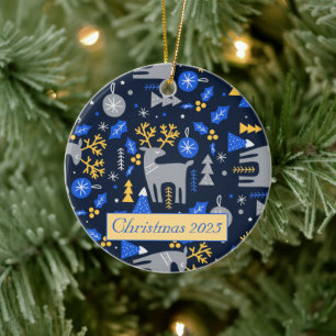 Adorables Christmas Scandinavian Style Blue Custom Ceramic Tree Decoration
