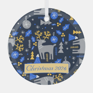 Adorables Christmas Scandinavian Style Blue Custom Glass Tree Decoration