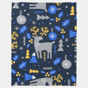 Adorables Christmas Scandinavian Style Blue   Fleece Blanket