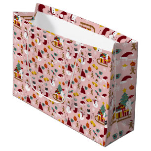 Adorables Christmas Snowman And Sled Large Gift Bag