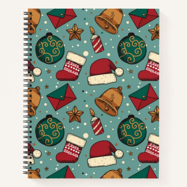 Adorables Christmas Stockings And Santa Hats  Notebook (Front)