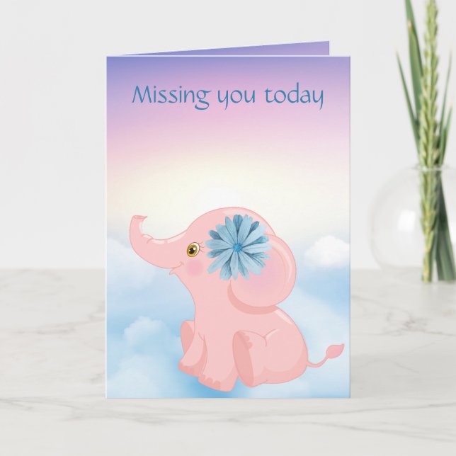 Adorables Custom Cartoon Baby Pink Elephant Card (Front)