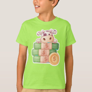Adorables Cute Cow On Money For Kids T-Shirt
