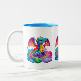 Adorables Cute Dragon Cartoon Two-Tone Coffee Mug