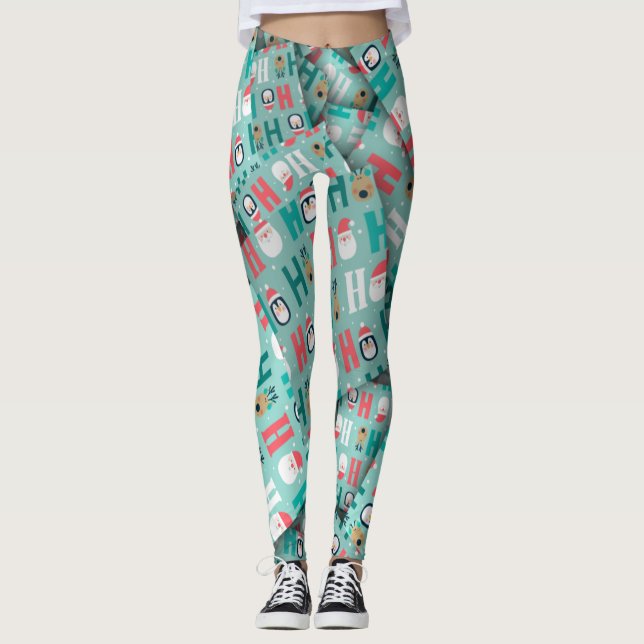 Adorables Cute Penguins & Santa [3D] Yoga   Leggings (Front)