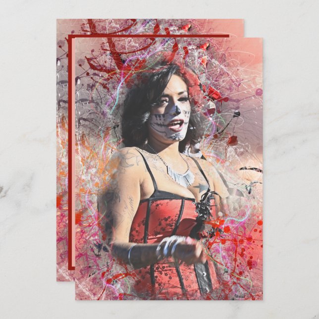 Adorables Day of the Dead Woman At Parade Card (Front/Back)