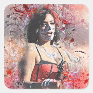 Adorables Day of the Dead Woman At Parade Custom Square Sticker