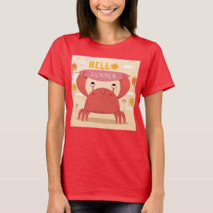 Adorables Funny Crab Hello Summer T-Shirt