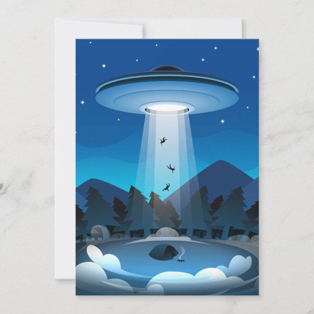 Adorables Funny UFO Abduction Thank You Card (Front)