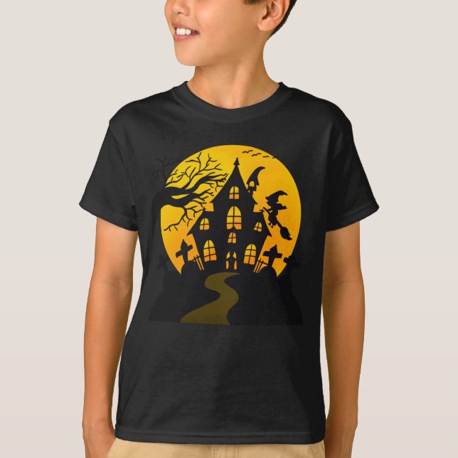 Adorables Halloween Scary Haunted House T-Shirt (Front)