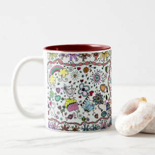 Adorables Happy Happy Joy Joy Doodles   Two-Tone Coffee Mug