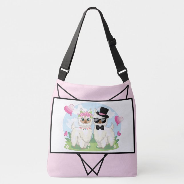 Adorables Llama Love Cute Llama Couple Tote Bag (Front)