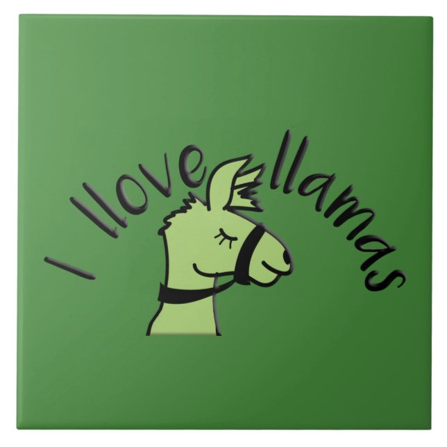 Adorables Llama Love I Llove Llamas Green Tile (Front)