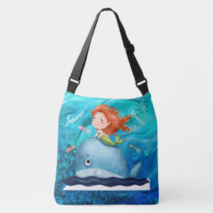 Adorables Ocean Creatures Mermaid And Whale Custom Crossbody Bag