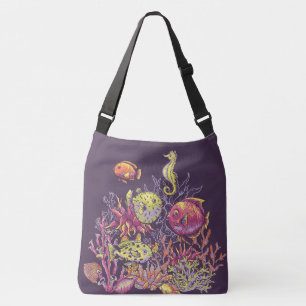 Adorables Ocean Creatures Purple  Crossbody Bag