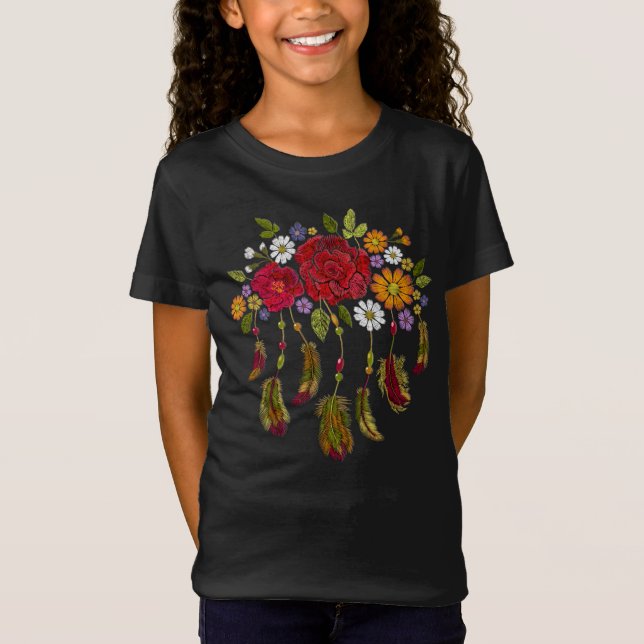 Adorables Roses & Feathers T-Shirt (Front)