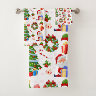 Adorables Santa And Christmas Elements   Bath Towel Set