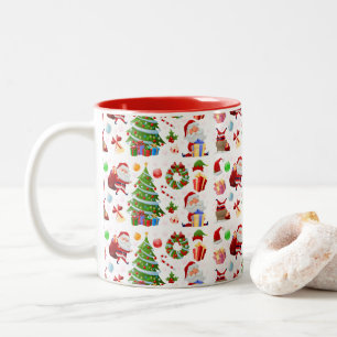 Adorables Santa And Christmas Elements    Two-Tone Coffee Mug