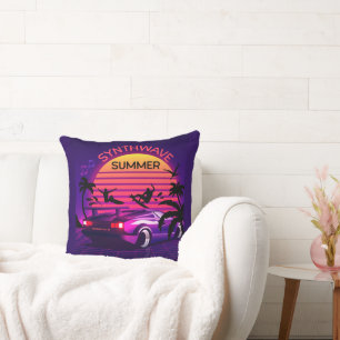 Adorables Synthwave Vaporwave Retro Tropical Throw Cushion