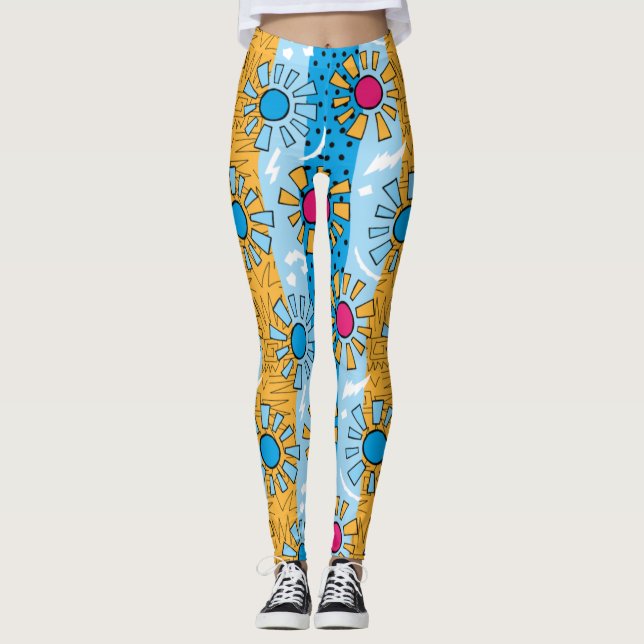 Adorables Synthwave/Vaporwave Style Yoga Leggings (Front)