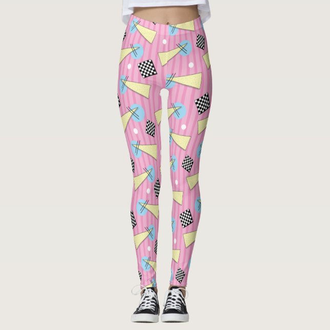 Adorables Synthwave/Vaporwave Style Yoga Leggings (Front)