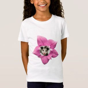 Adorably Cute Baby Smiling Baby Opossum Floral T-Shirt