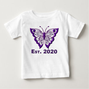 Adorably Cute “Est. 2020 Purple Butterfly” Baby T-Shirt