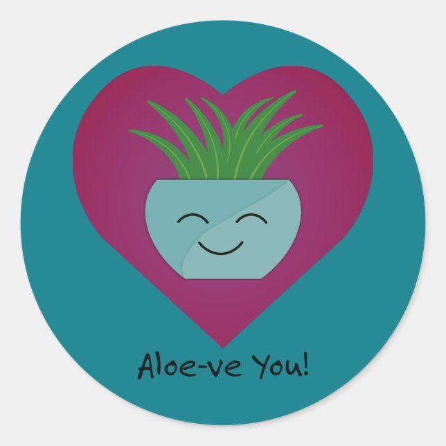 Adorably Funny Aloeve You  Aloe Classic Round Sticker (Front)