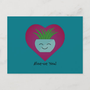 Adorably Funny Aloeve You Aloe Postcard