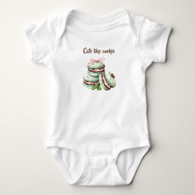 Adorably Sweet ‘Cute Like Cookie’ Macaron Bodysuit (Front)