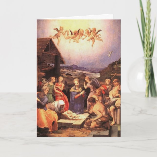 Adoration by the Shepherds by Bronzino Holiday Card (Front)