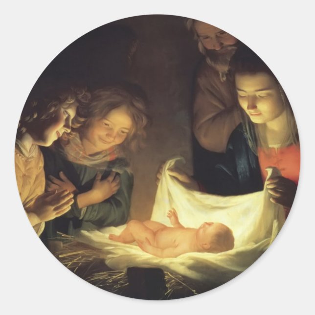 Adoration of Child Adorazion del Bambino Classic Round Sticker (Front)