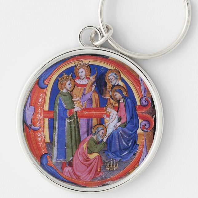 ADORATION OF MAGI CHRISTMAS NATIVITY PARCHMENT KEY RING (Front)