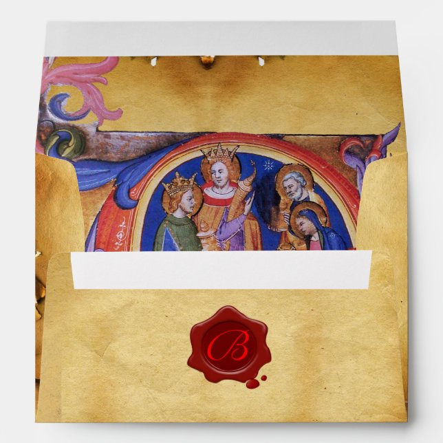 ADORATION OF MAGI CHRISTMAS PARCHMENT RED WAX SEAL ENVELOPES (Back (Bottom))