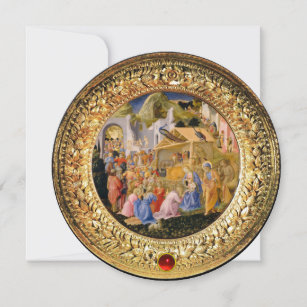 ADORATION OF MAGI Fra Angelico,Gemstone,Christmas Invitation