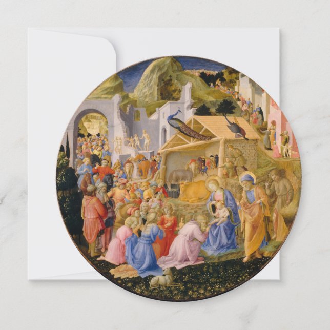 ADORATION OF MAGI Fra Angelico,Gemstone,Christmas Invitation (Front)