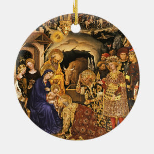ADORATION OF MAGI  Gentile Da Fabriano, Christmas Ceramic Tree Decoration