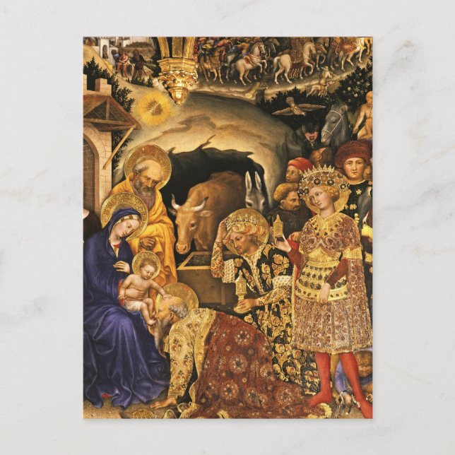 ADORATION OF MAGI Gentile Da Fabriano, Christmas  Holiday Postcard (Front)