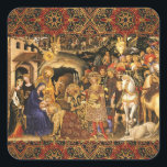 ADORATION OF MAGI  Gentile Da Fabriano, Christmas Square Sticker<br><div class="desc">Digital collage version and image elaboration by Bulgan Lumini (c)  Gentile Da Fabriano , Adoration of Magi 1423.</div>