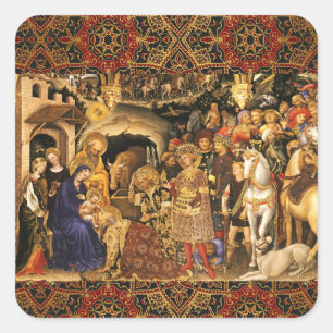 ADORATION OF MAGI  Gentile Da Fabriano, Christmas Square Sticker