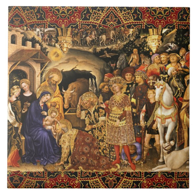 ADORATION OF MAGI  Gentile Da Fabriano, Christmas Tile (Front)
