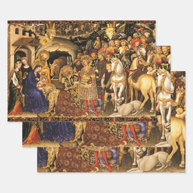 ADORATION OF MAGI  Gentile Da Fabriano, Christmas  Wrapping Paper Sheet (Set)