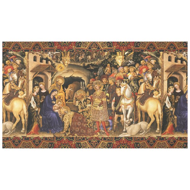 ADORATION OF MAGI  Gentile Da Fabriano, Nativity Tablecloth (Front (Horizontal))