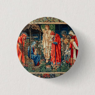 ADORATION OF MAGI Morris,Burne-Jones 3 Cm Round Badge