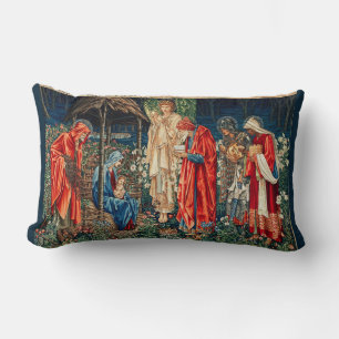 ADORATION OF MAGI Morris,Burne-Jones Christmas  Lumbar Cushion