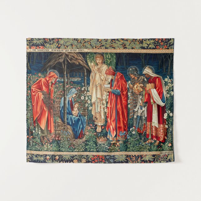 ADORATION OF MAGI Morris,Burne-Jones Christmas Tapestry (Front (Horizontal))